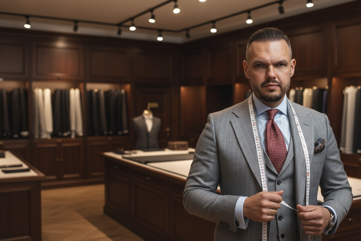 Elegancki mężczyzna w garniturze — inspiracja do szycia na miarę