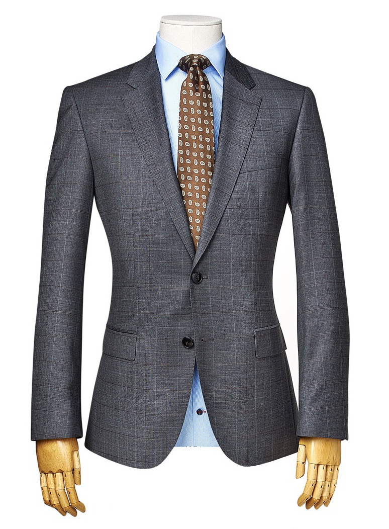Szary garnitur ślubny w kratę na miarę